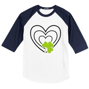 Saint Patrick's Day Green Heart Lucky Charm Paddy's Day Cute Baseball Sleeve Shirt