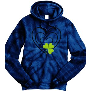 Saint Patrick's Day Green Heart Lucky Charm Paddy's Day Cute Tie Dye Hoodie