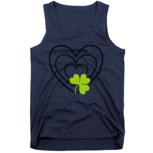 Saint Patrick's Day Green Heart Lucky Charm Paddy's Day Cute Tank Top