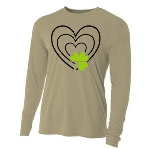 Saint Patrick's Day Green Heart Lucky Charm Paddy's Day Cute Cooling Performance Long Sleeve Crew