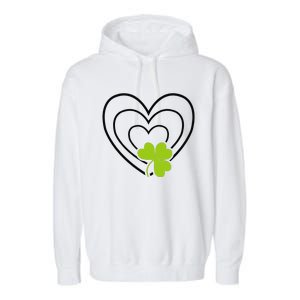 Saint Patrick's Day Green Heart Lucky Charm Paddy's Day Cute Garment-Dyed Fleece Hoodie