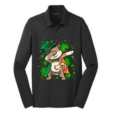 St Patricks Day Catricks Cat Shenanigans Gift Silk Touch Performance Long Sleeve Polo