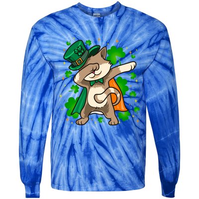 St Patricks Day Catricks Cat Shenanigans Gift Tie-Dye Long Sleeve Shirt