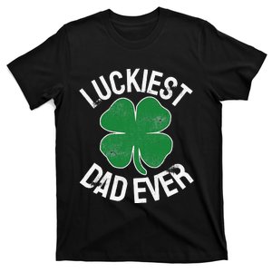 St Patrick's Day Shamrock Luckiest Dad Irish Saint Paddy's T-Shirt