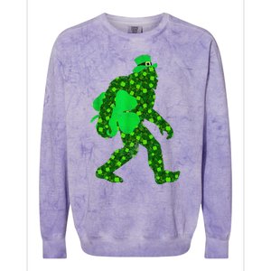 St Patricks Day Bigfoot Clover Leaf Irish Sasquatch Colorblast Crewneck Sweatshirt