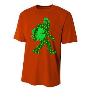 St Patricks Day Bigfoot Clover Leaf Irish Sasquatch Performance Sprint T-Shirt