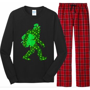 St Patricks Day Bigfoot Clover Leaf Irish Sasquatch Long Sleeve Pajama Set