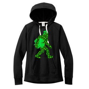 St Patricks Day Bigfoot Clover Leaf Irish Sasquatch Women's Fleece Hoodie