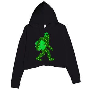 St Patricks Day Bigfoot Clover Leaf Irish Sasquatch Crop Fleece Hoodie