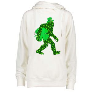 St Patricks Day Bigfoot Clover Leaf Irish Sasquatch Womens Funnel Neck Pullover Hood