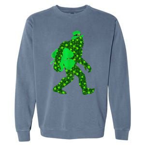 St Patricks Day Bigfoot Clover Leaf Irish Sasquatch Garment-Dyed Sweatshirt