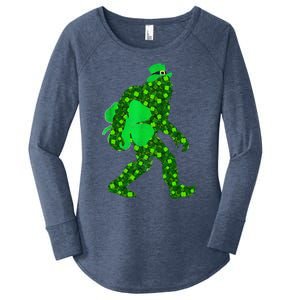 St Patricks Day Bigfoot Clover Leaf Irish Sasquatch Women's Perfect Tri Tunic Long Sleeve Shirt