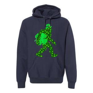 St Patricks Day Bigfoot Clover Leaf Irish Sasquatch Premium Hoodie