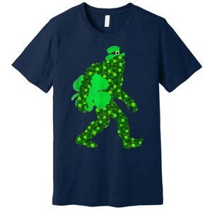 St Patricks Day Bigfoot Clover Leaf Irish Sasquatch Premium T-Shirt