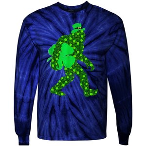 St Patricks Day Bigfoot Clover Leaf Irish Sasquatch Tie-Dye Long Sleeve Shirt