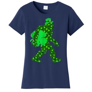 St Patricks Day Bigfoot Clover Leaf Irish Sasquatch Women's T-Shirt