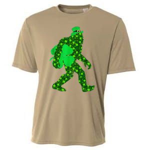 St Patricks Day Bigfoot Clover Leaf Irish Sasquatch Cooling Performance Crew T-Shirt