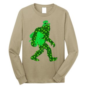 St Patricks Day Bigfoot Clover Leaf Irish Sasquatch Long Sleeve Shirt