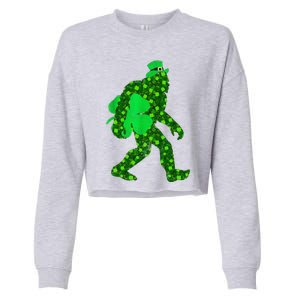 St Patricks Day Bigfoot Clover Leaf Irish Sasquatch Cropped Pullover Crew