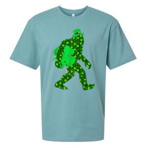 St Patricks Day Bigfoot Clover Leaf Irish Sasquatch Sueded Cloud Jersey T-Shirt