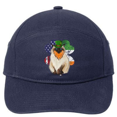 St Patricks Day Irish American Flag Himalayan Cat Meaningful Gift 7-Panel Snapback Hat