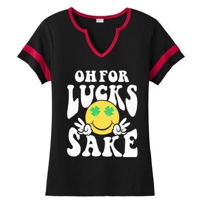 St Patricks Day Women Oh For Lucks Sake Shamrock Ladies Halftime Notch Neck Tee