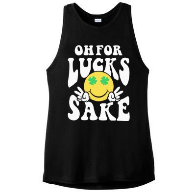 St Patricks Day Women Oh For Lucks Sake Shamrock Ladies PosiCharge Tri-Blend Wicking Tank