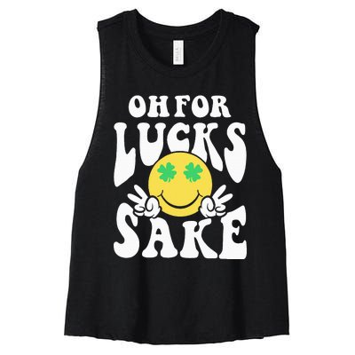 St Patricks Day Women Oh For Lucks Sake Shamrock Women's Racerback Cropped Tank