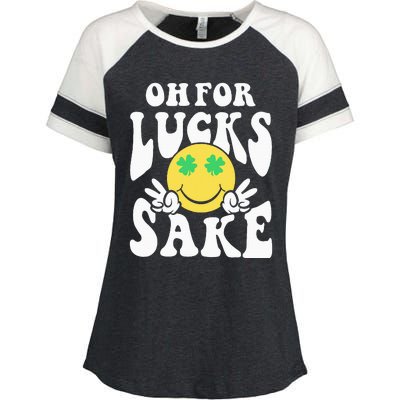 St Patricks Day Women Oh For Lucks Sake Shamrock Enza Ladies Jersey Colorblock Tee