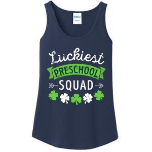 St Patricks Day Teacher Gift Luckiest Preschool Squad Ladies Essential Tank