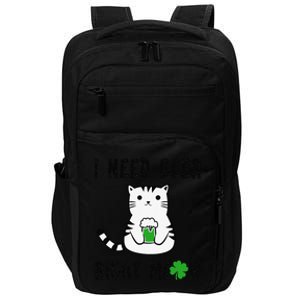 Saint Patrick's Day I Need Beer Right Meow Cat Impact Tech Backpack