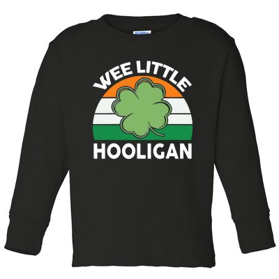 St Patricks Day Wee Little Hooligan Toddler Long Sleeve Shirt