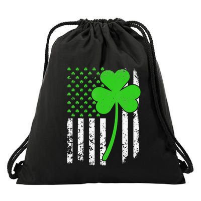 St. Patrick's Day Irish American Flag Shamrock Drawstring Bag