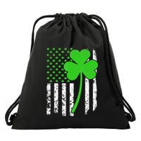 St. Patrick's Day Irish American Flag Shamrock Drawstring Bag
