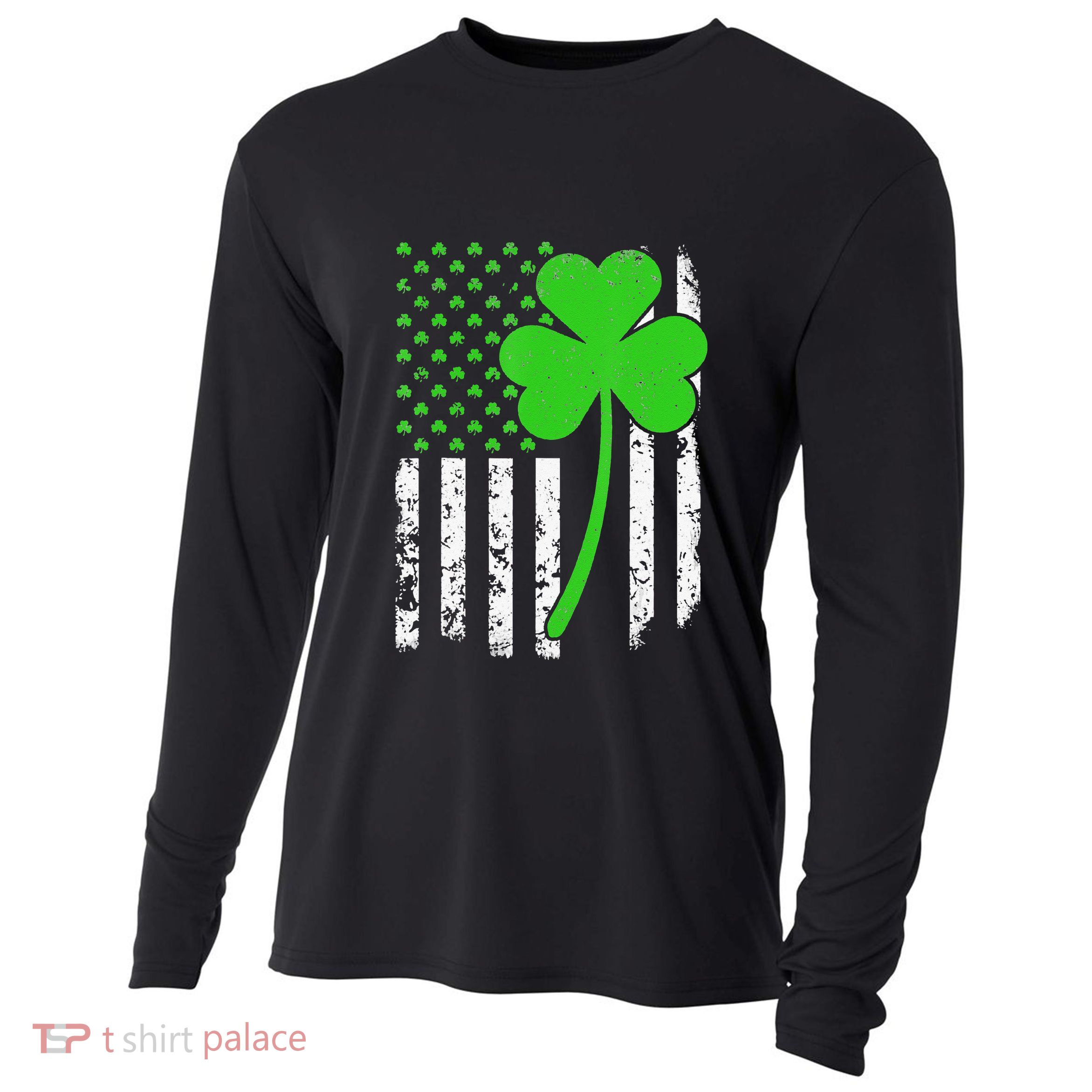 St. Patrick's Day Irish American Flag Shamrock Cooling Performance Long Sleeve Crew
