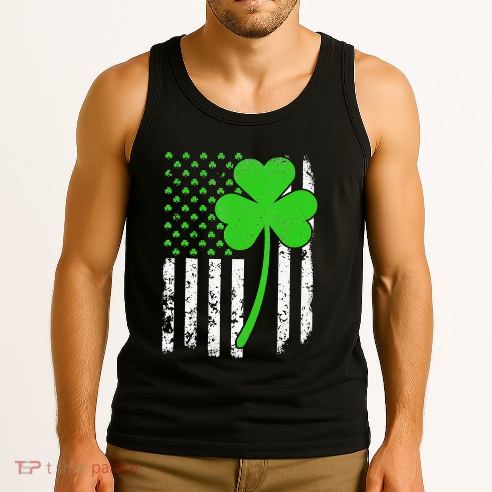 St. Patrick's Day Irish American Flag Shamrock Tank Top
