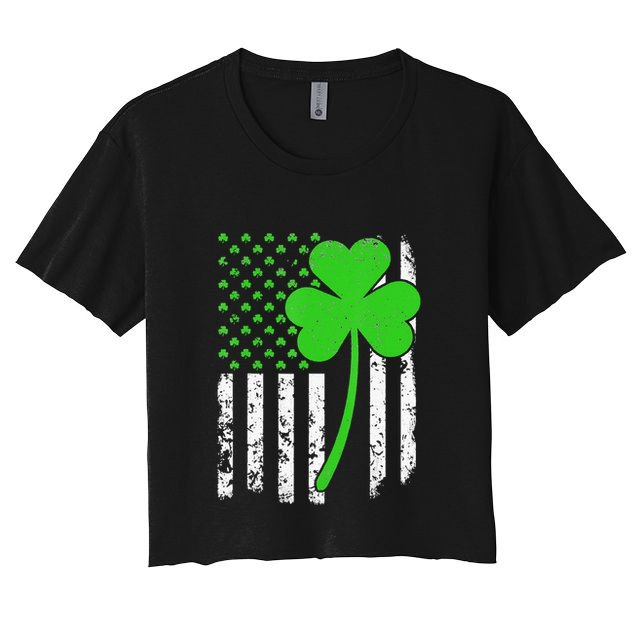 St. Patrick's Day Irish American Flag Shamrock Crop Top