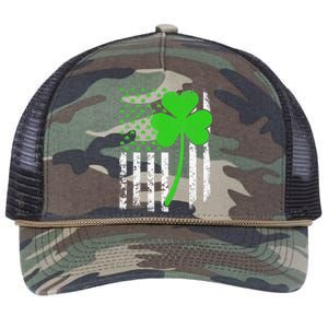 St. Patrick's Day Irish American Flag Shamrock Retro Rope Trucker Hat Cap