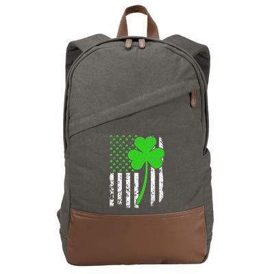 St. Patrick's Day Irish American Flag Shamrock Cotton Canvas Backpack