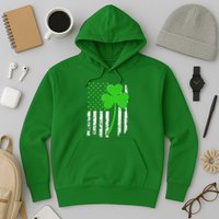 St. Patrick's Day Irish American Flag Shamrock Hoodie