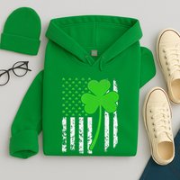 St. Patrick's Day Irish American Flag Shamrock Hoodie