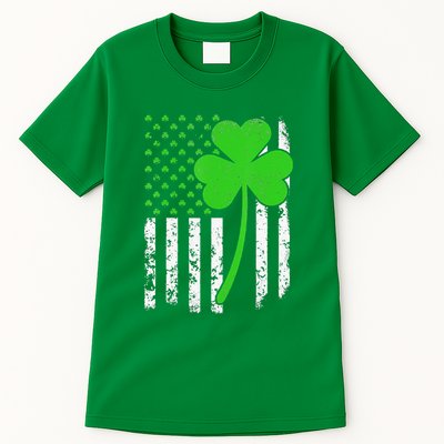 St. Patrick's Day Irish American Flag Shamrock Tall T-Shirt