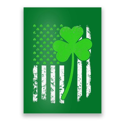 St. Patrick's Day Irish American Flag Shamrock Poster