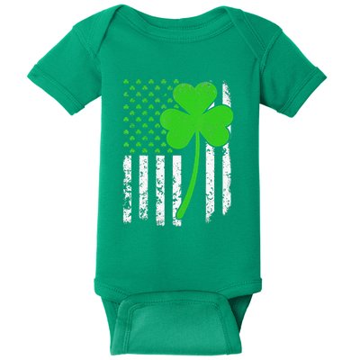 St. Patrick's Day Irish American Flag Shamrock Baby Bodysuit