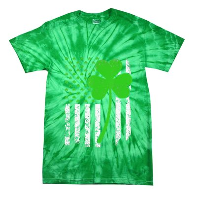 St. Patrick's Day Irish American Flag Shamrock Tie-Dye T-Shirt