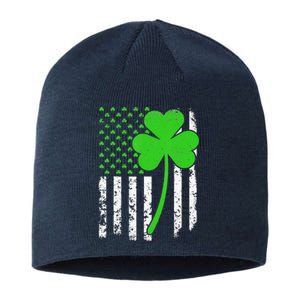 St. Patrick's Day Irish American Flag Shamrock Sustainable Beanie