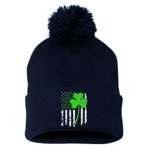 St. Patrick's Day Irish American Flag Shamrock Pom Pom 12in Knit Beanie