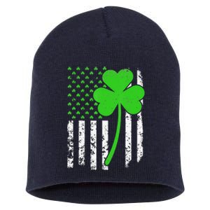 St. Patrick's Day Irish American Flag Shamrock Short Acrylic Beanie