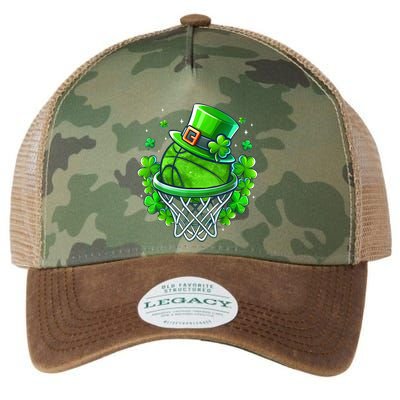 St Patricks Day Shamrock Basketball Irish Leprechaun Legacy Tie Dye Trucker Hat
