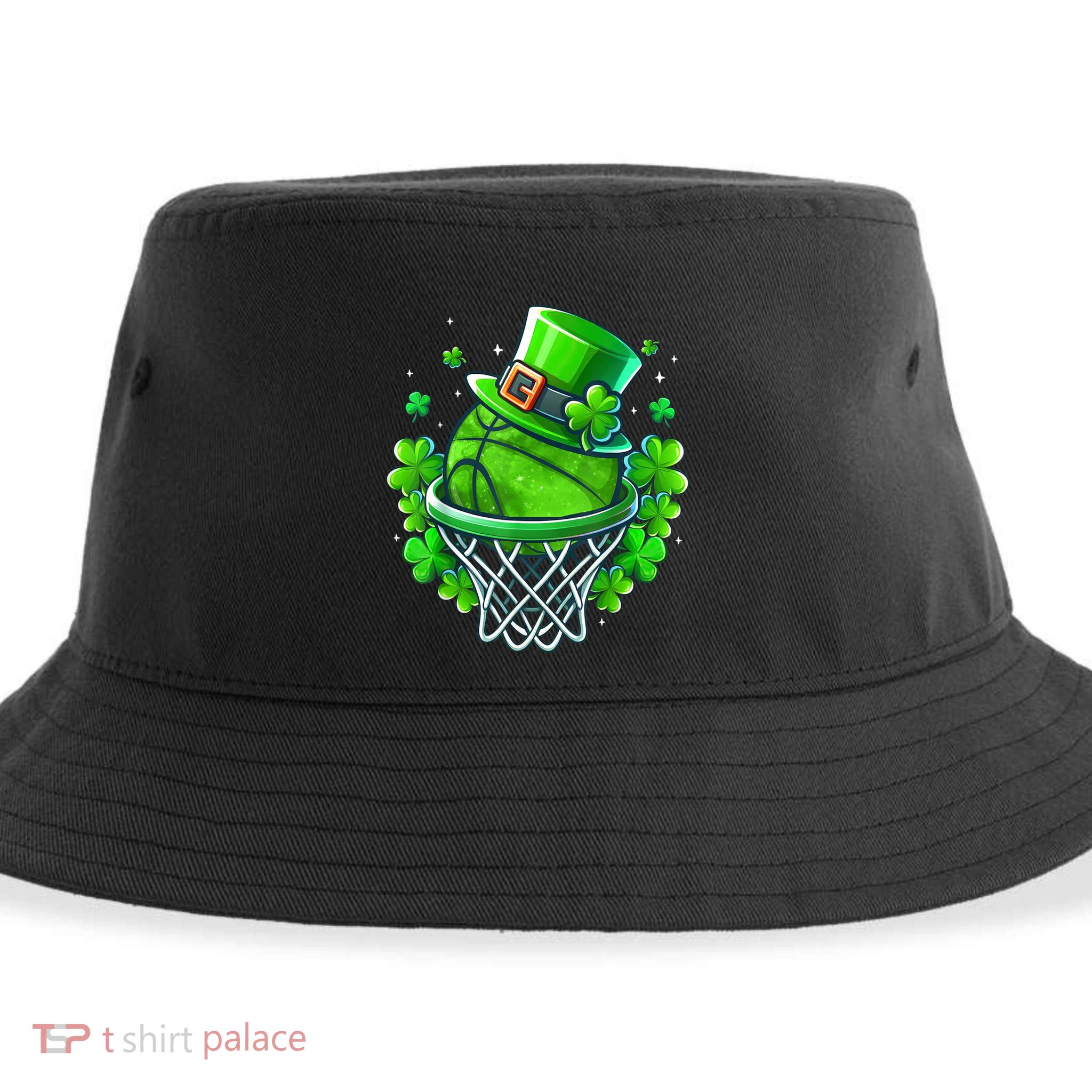 St Patricks Day Shamrock Basketball Irish Leprechaun Sustainable Bucket Hat